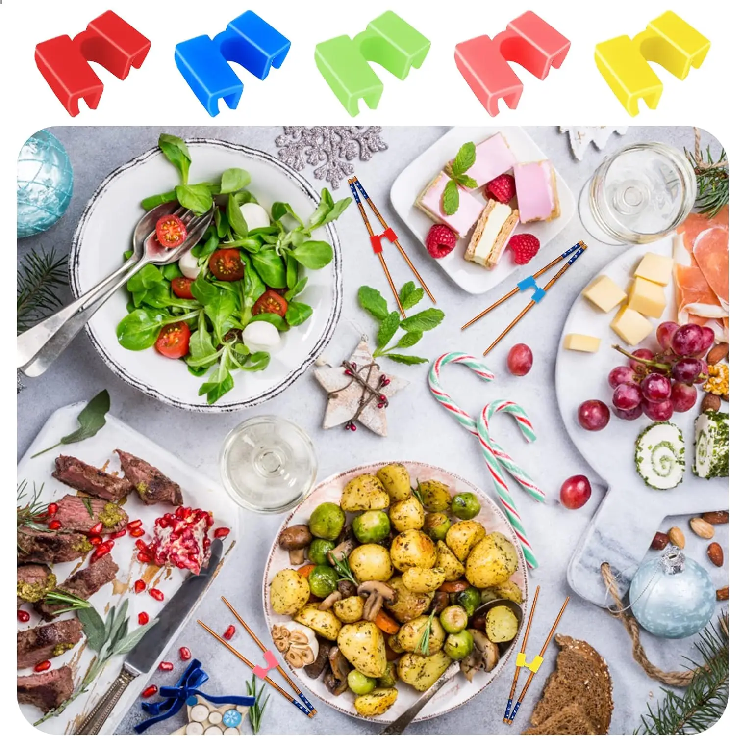 6PCS Reusable Training Chopsticks Helpers Right Left Handed Non-Slip Reusable and Replaceable for Adult Beginner Trainer Learner