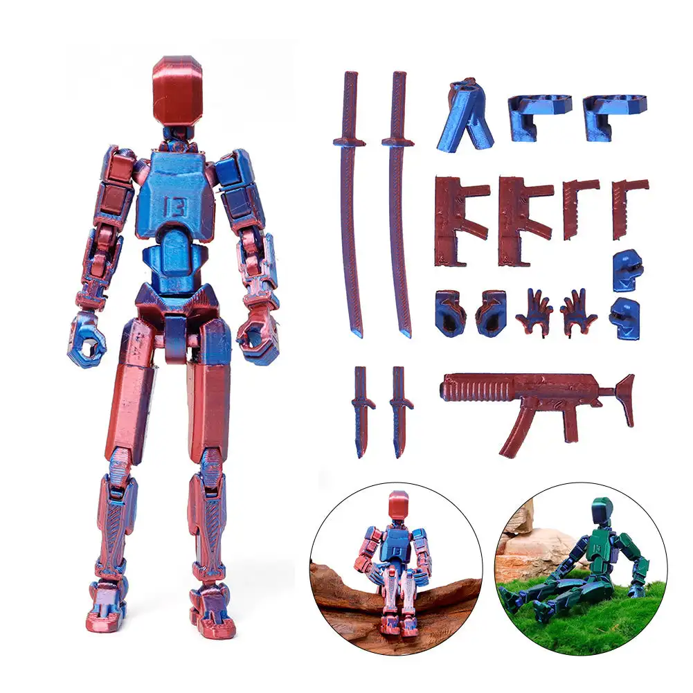 Cool Metal Color 3D Printed Multi-Joint Movable Robot DIY Mannequin Dummy Figures Toys Kids Adults Assembly Toy Gifts Decor