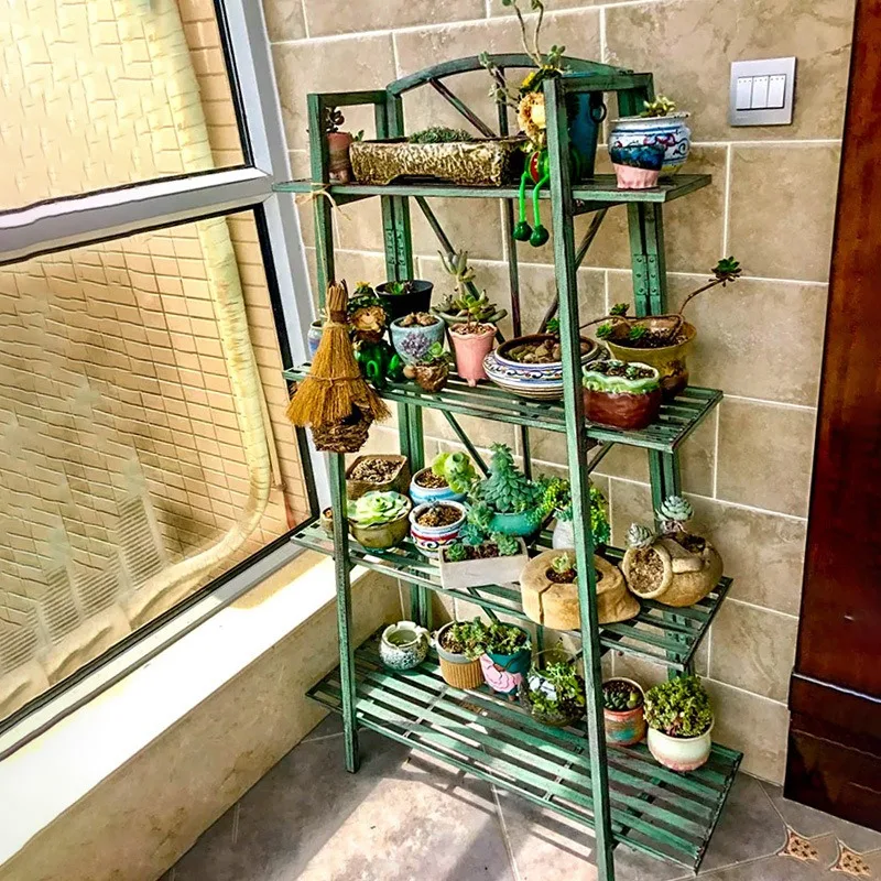 Balcony floor-to-ceiling four-layer flat shelf, simple creative handicraft ornament shoe rack