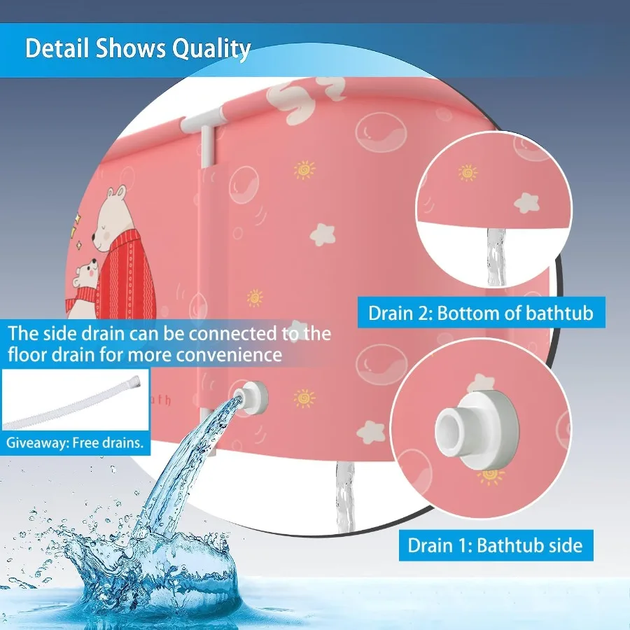 Bañera portátil para puesto de ducha, bañera de baño de remojo independiente plegable grande para adultos, baño familiar separado japonés