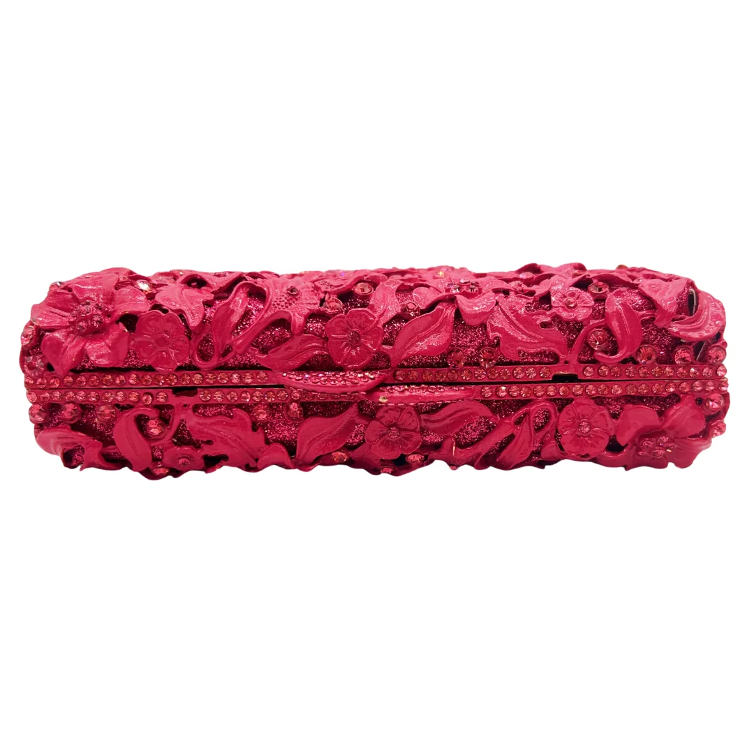Rose Wax Flower Clutch, Glossy Velvet Evening Bag for Women. OEM Custom Botanical Purse, Low MOQ Wholesale from Factory Direct