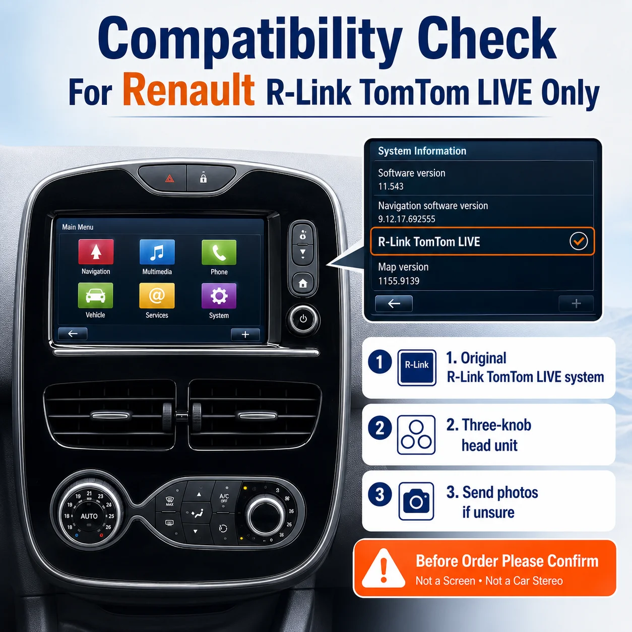 AUTOTOP Décodeur CarPlay Android Auto sans fil et filaire pour Renault avec écran tactile capacitif R-Link Tom Tom Live System 2014-20 Clio IV Captur I Zoe Megane III Kangoo II Trafic III Master II Scenic III Twingo III Écran OEM AirPlay Bluetooth AUX USB Module Voiture