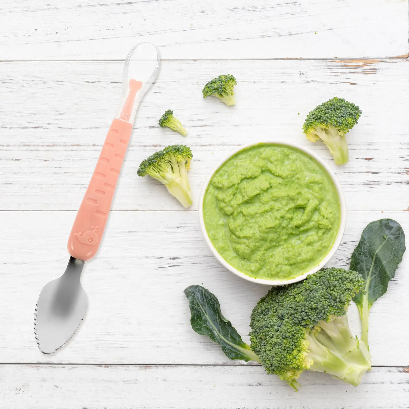 

Double Head Baby Puree Scraping Spoon Silicone Steel Grapefruit Cutter Feeding Spoon Storage Box Baby Food Complementary Feeding