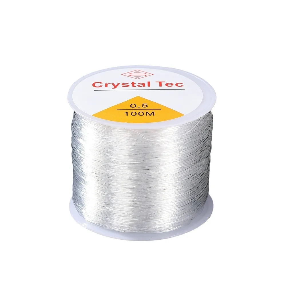Cordón Elástico de Cristal Transparente de 0.4-2mm, 100m, Hilo Elástico de TPU, Cuerda Transparente para Pulseras