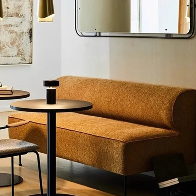 Small apartment fabric sofa, simple and modern living room sofa, cafe card seat without armrest sofa
