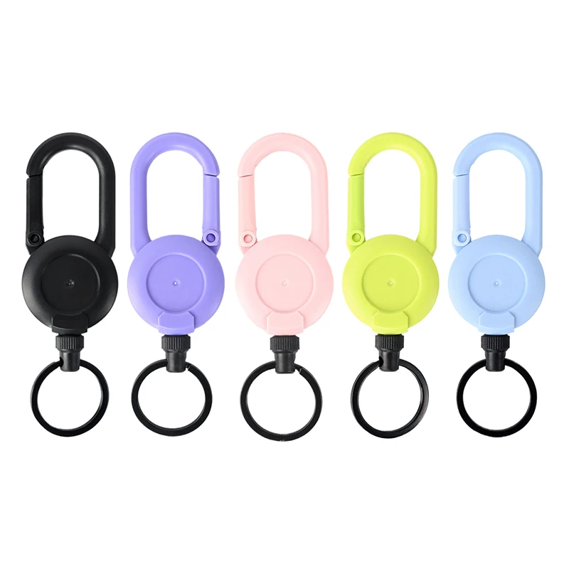 1PCS Anti-theft Metal Easy-to-pull Buckle Rope Elastic Keychain Sporty Retractable Key Ring Anti Lost Yoyo Ski Pass ID Card