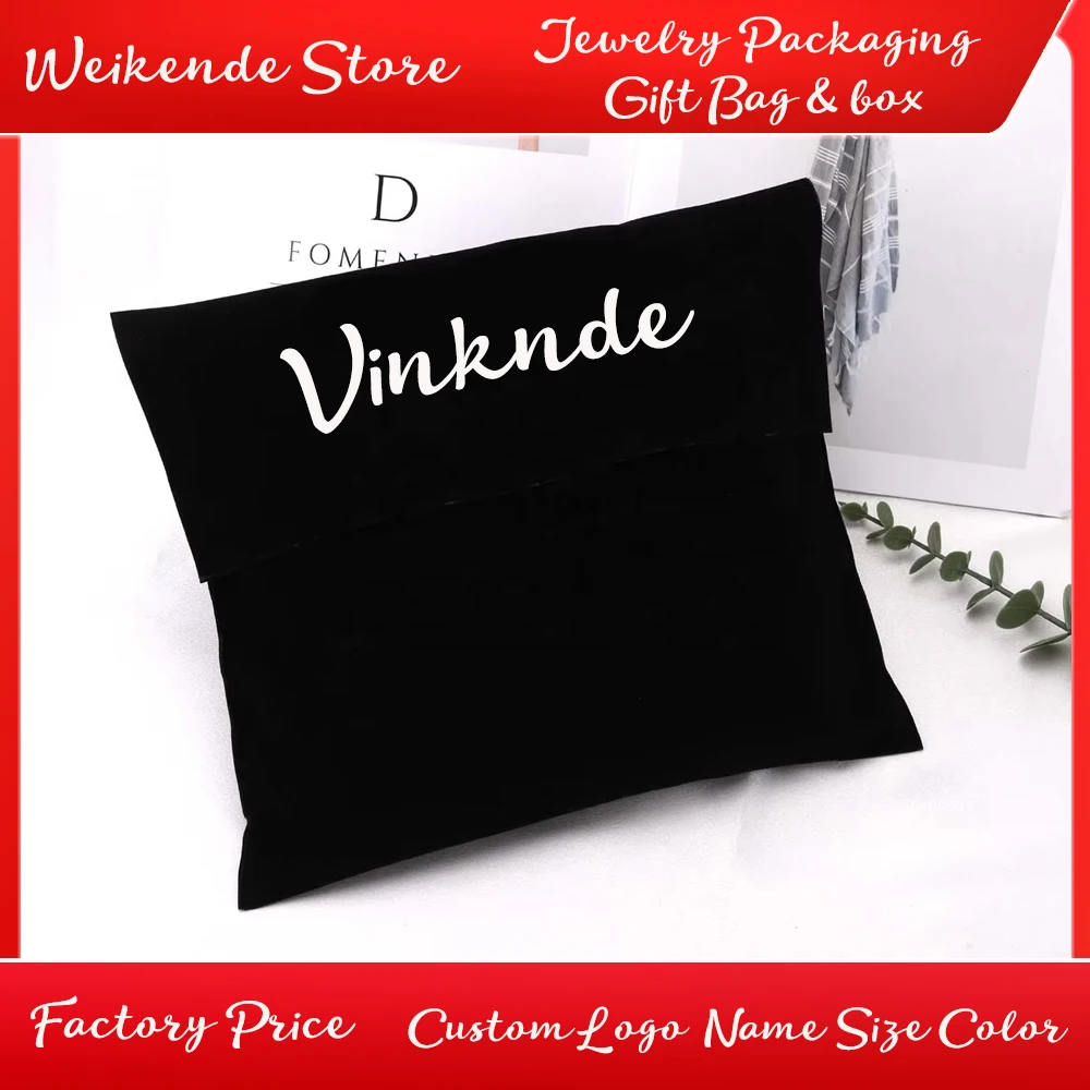 

Personalized Logo Luxury Thick Cotton Envelope Dust Bags Canvas Muslin Flap Pouches Book Jewelry Ring Cosmetic Perfume Organizer