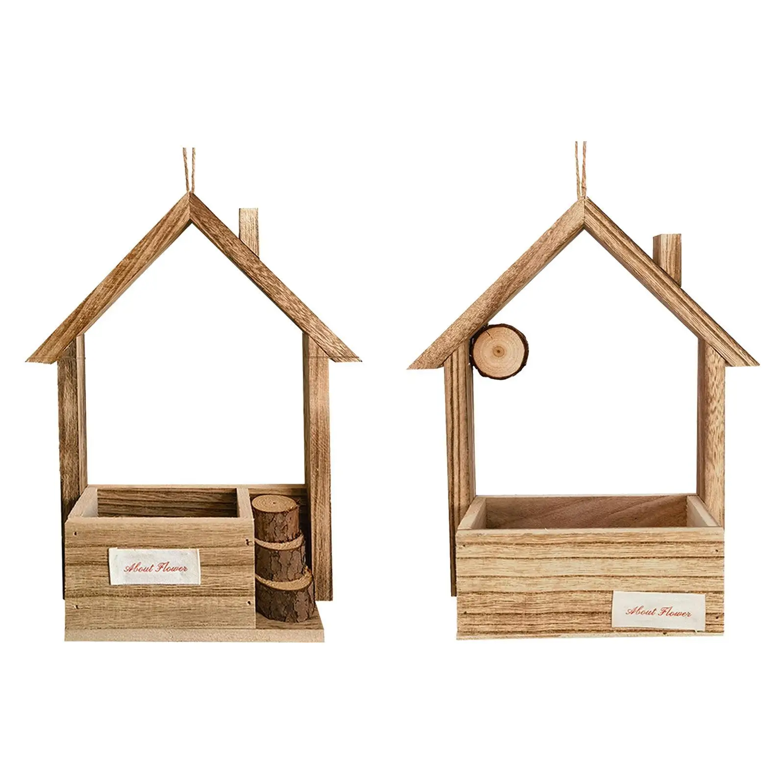 Wood Bird Feeder Weatherproof Yard Garden Decoration Easy to Fill Hanging Birdhouse for Cardinal Finches Tits Macaws Woodpeckers