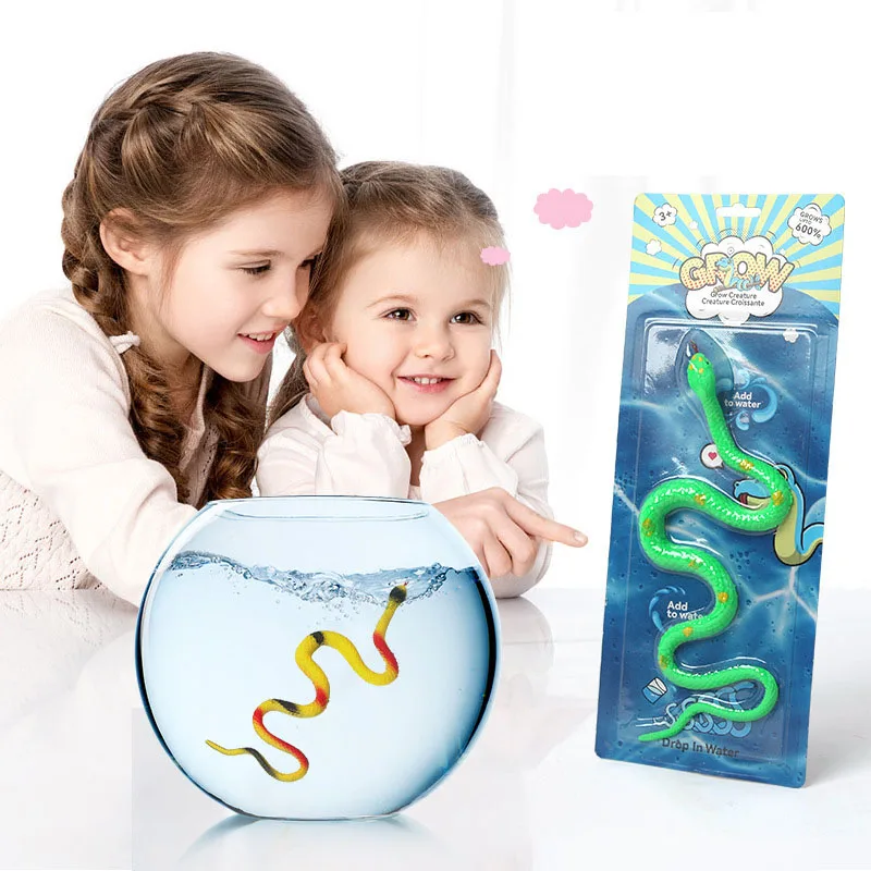 Cartoon Soaking Water Becomes Big Snake Toy Simulation Animal Soaking Water Expansion Snake Toys Children Educational Toys Gifts