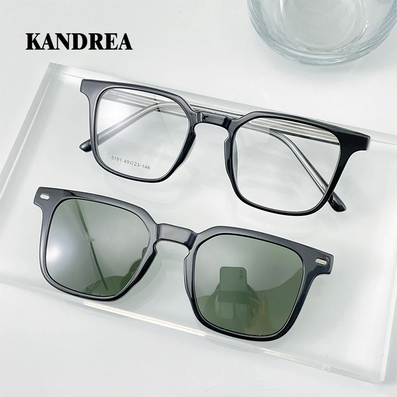

KANDREA Fashion New Magnetic Lens Glasses Frame 2 in 1 Magnetic Clips Trend Polarized Myopia Sunglasses Women Eyewear 8191