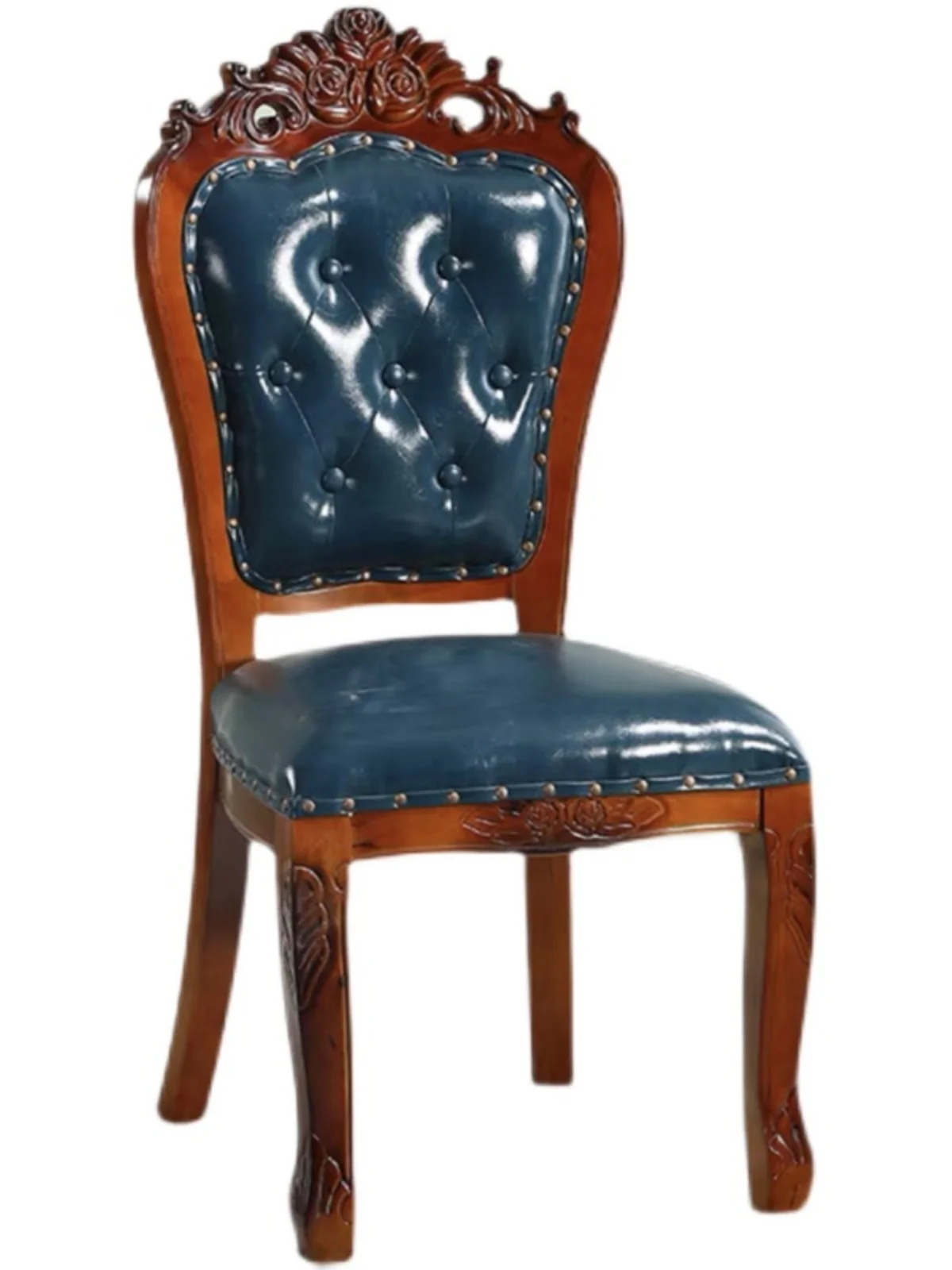 Tqh Solid Wood Chair Hotel Special Soft Bag Cosmetic Chair Mahjong Backrest Leather Dining Chair