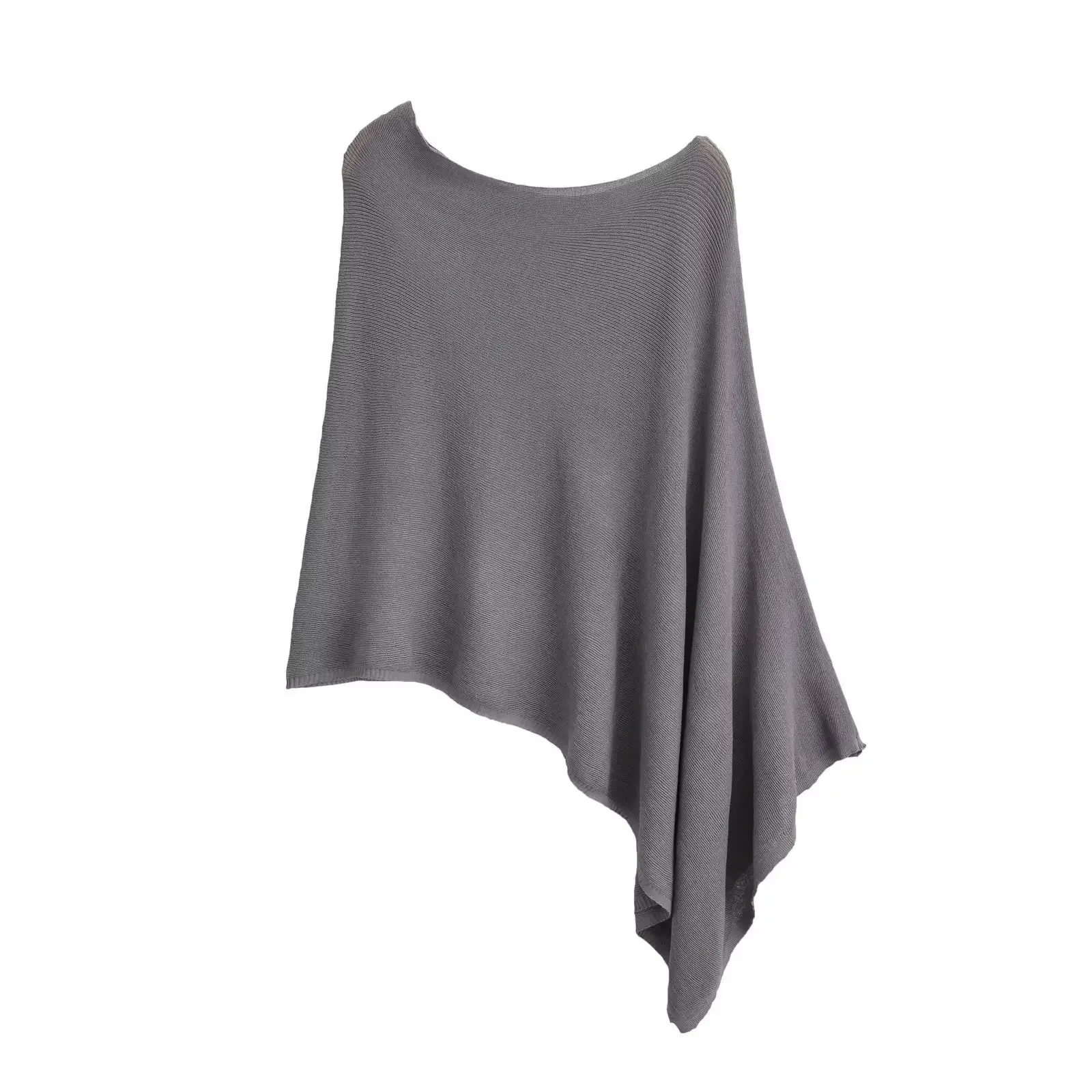 Tops de capa de punto Irregular para mujer, cuello redondo, manga de murciélago, transparente, moda femenina, ropa informal, 2023