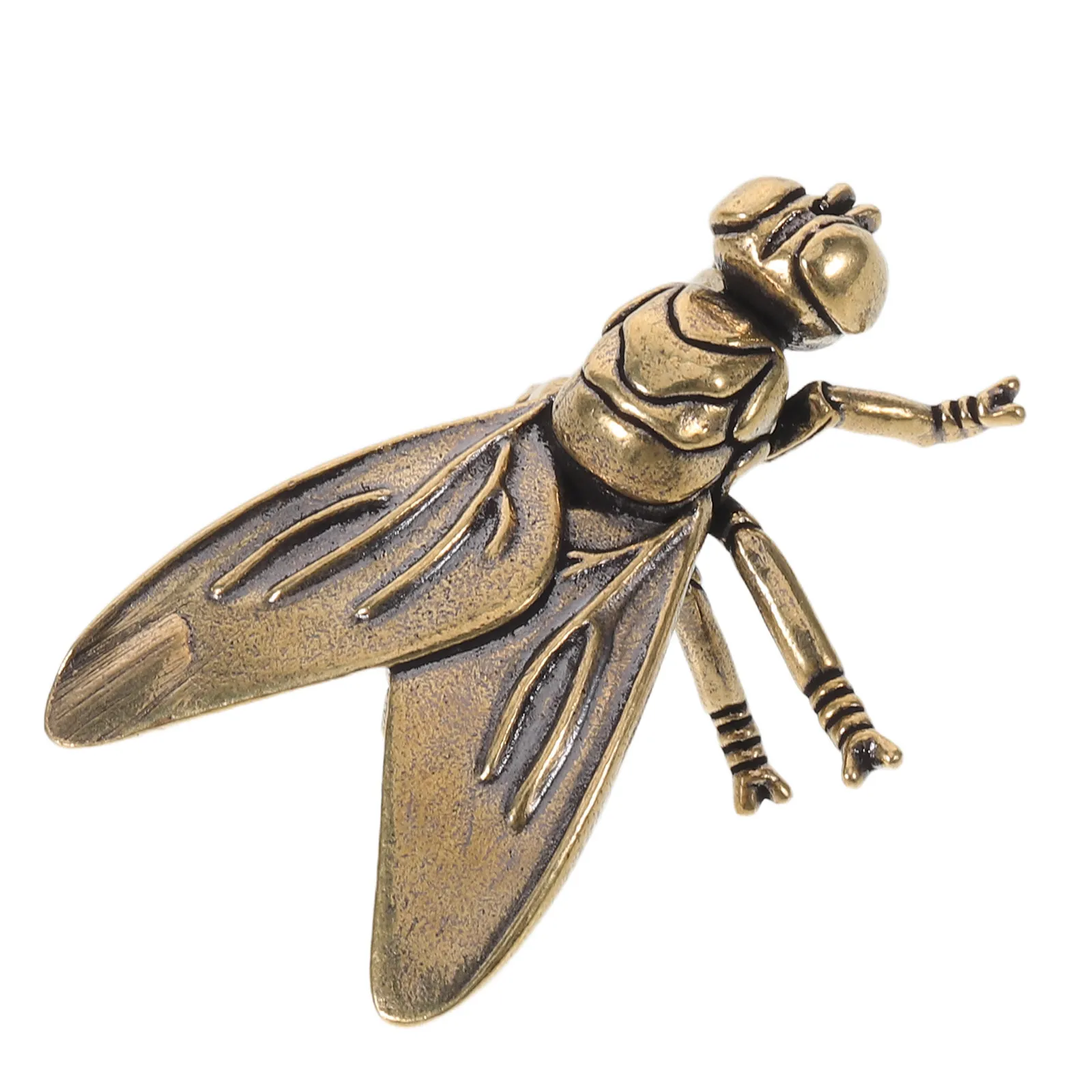 Vintage Brass Fly Decoration 2x1.4x1in Realistic Insect Table Sculpture for Desk Tea Table Living Room Retro Home Ambiance