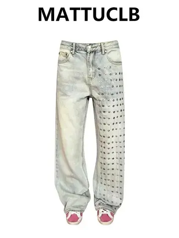 Women's Jean Designer Baggy Denim Pants Y2K Japanese Harajuku Wide Fit American Retro Punk Goblin Core Long Trousers Tide New