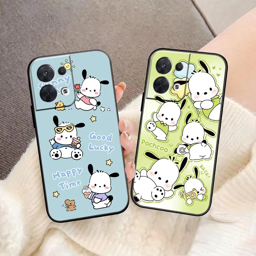 Cartoon Cute Pochacco Phone Funda Coque Case For OPPO FIND X5 X3 X6 RENO 10 8 7 7Z 2Z 6 6Z 5 4 Lite Pro Plus 4G 5G Case Shell