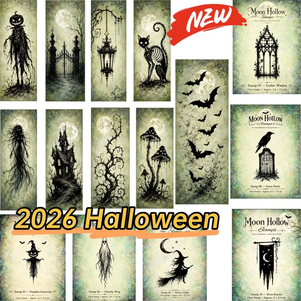 The Witch Riding a Broom Clear Silicone Stamps for DIY Scrapbooking Bullet Journal Craft Supplies Stamp Photo Album Card Making