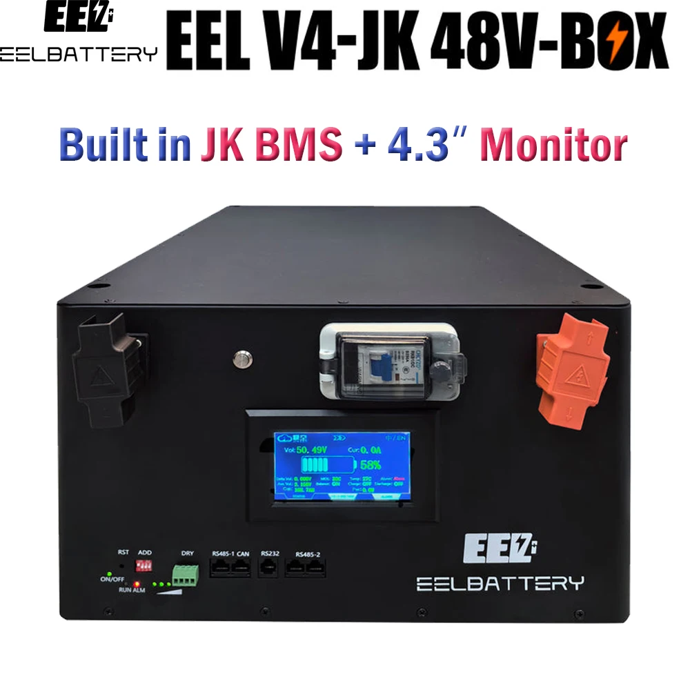 EEL 48V 16S DIY Battery box kit for cells 280 320Ah Server Rack with JK BMS 2A Active Balancer Energy Storage Stackable Case