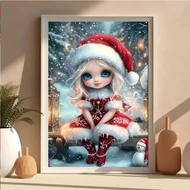 The AB 5D DIY Diamond Painting Set features a cartoon Christmas girl design, making it an ideal choice for beginners.