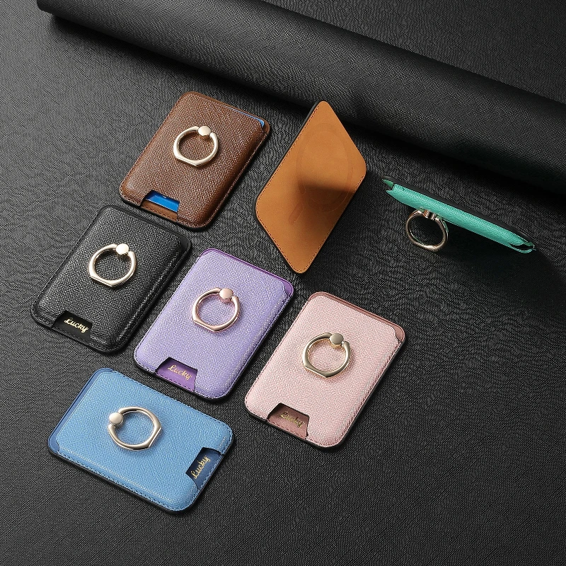 MagSafe Wallet aus Saffiano-Leder mit Ringständer, Magnetkartenhalter und Aufbewahrungsfach für iPhone 18 17 16 15 14 13 12 Pro Max