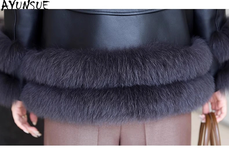 AYUNSUE Real Fox Fur Coat Women Winter Clothes Mid-length Sheepskin Coats Woman Down Jacket New in Outerwears Jaqueta Feminina