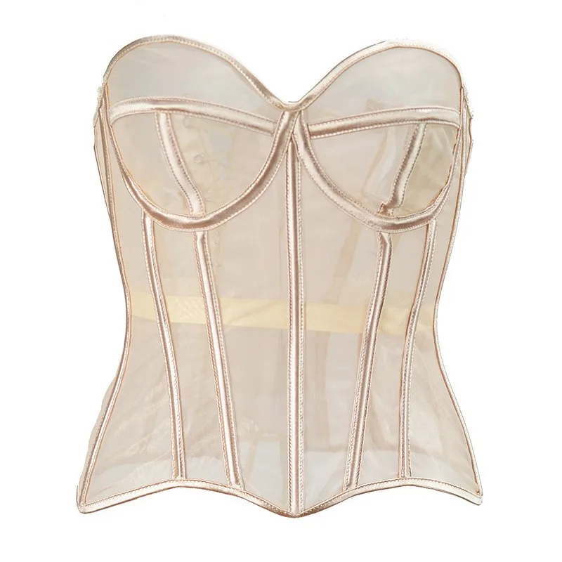 

See-through Mesh Thin Waist Trainer Corset for Women Sexy Overbust Bustier Waist Cincher Corset Girdle Hourglass Body Shaper Top