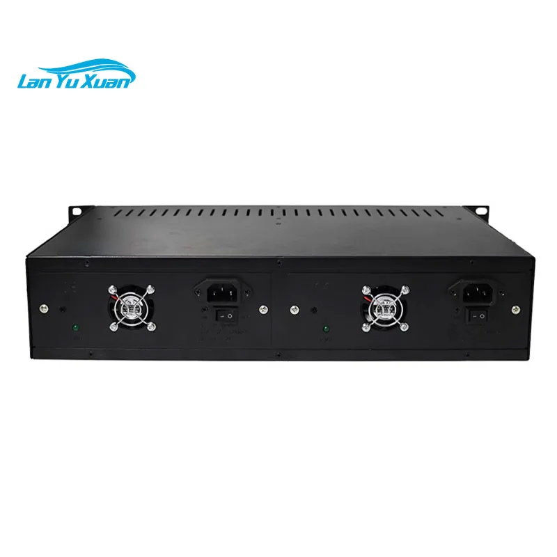 Standard 2U 14 Slots Rackmount 19 Inch Metal Case Fiber Media Converter Rack Mount Chassis Enclosure with Dual Power Supply