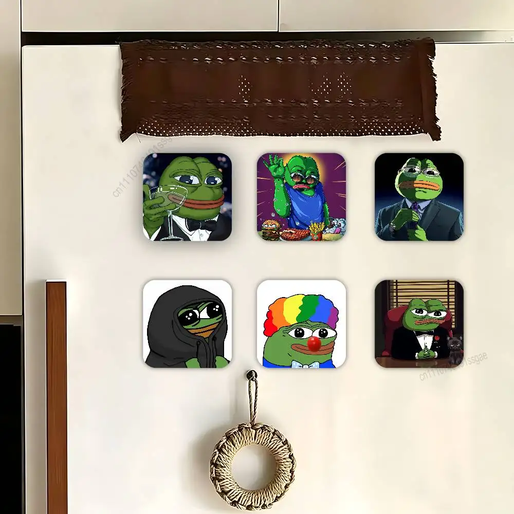 

Meme Fuuny Frog P-Pepe Square Decorative Fridge Magnets for Home Kitchen Office Whiteboard & Locker