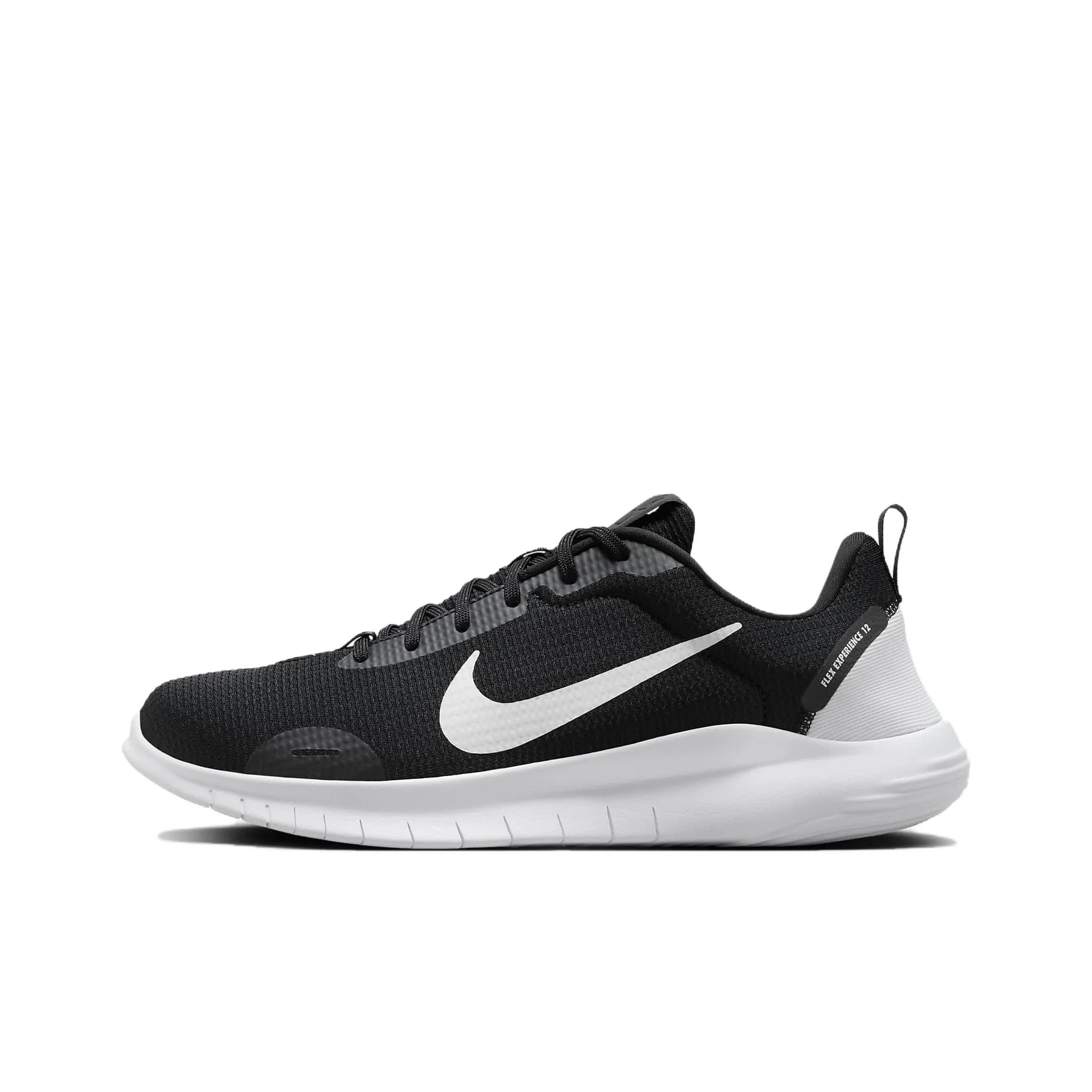 nike-flex-experience-run-12-fabric-low-top-running-shoes-men's-black-white-dv0740-004