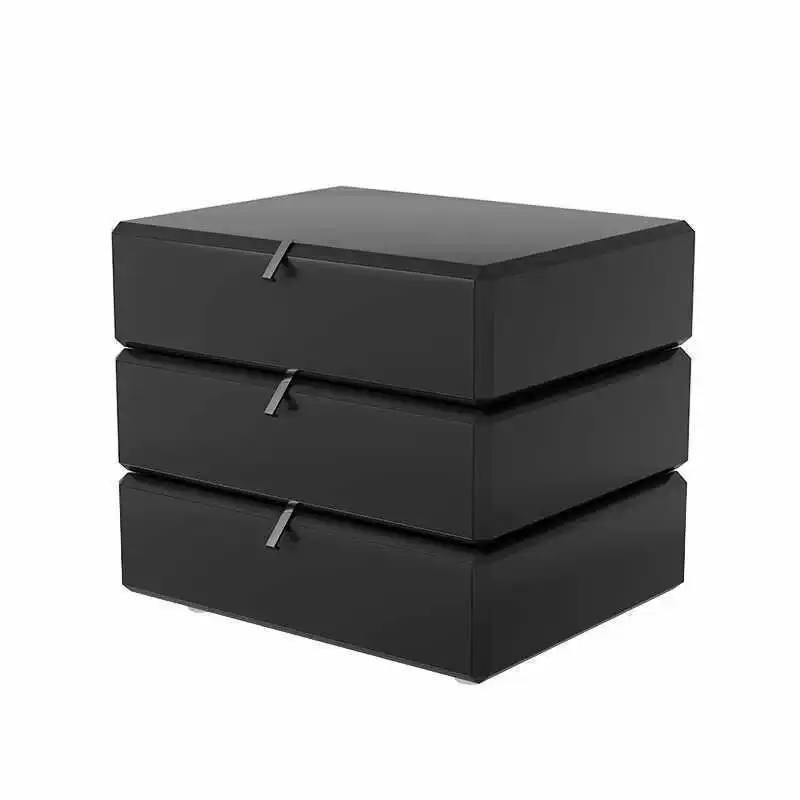 

Italian minimalist solid wood smoke color rotating bedside table high-end design modern simple rotating cabinet storage side