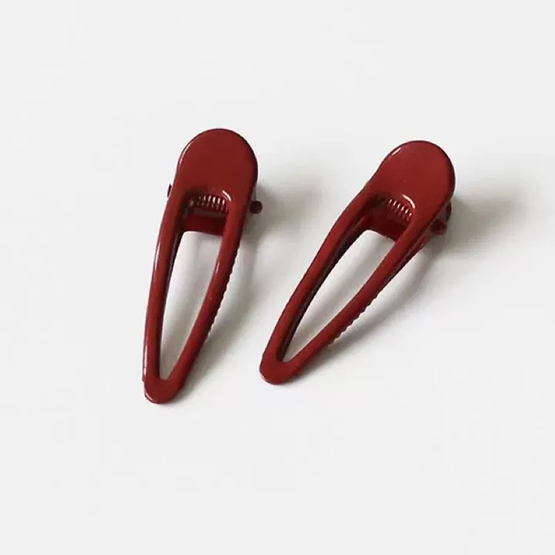 

2 шт. Усовершенствованные минималистичные овальные заколки-уточки винно-красного цвета, универсальные для фиксации прядей по бокам, для повседневного использования, придающие элегантность