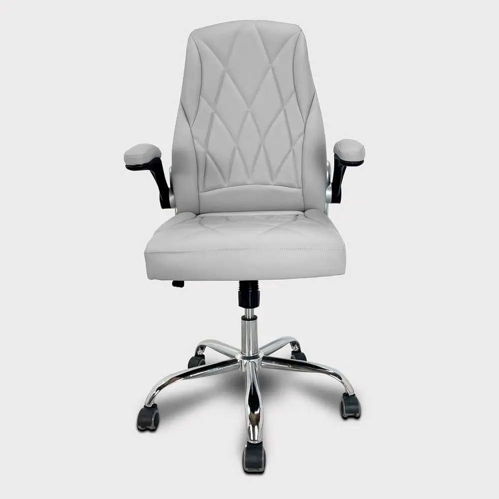 Regulowane krzesło salonowe ze skóry PU z akrylowymi elementami odpornymi na uszkodzenia do użytku w salonach paznokci, spa i handlu detalicznym (szare)