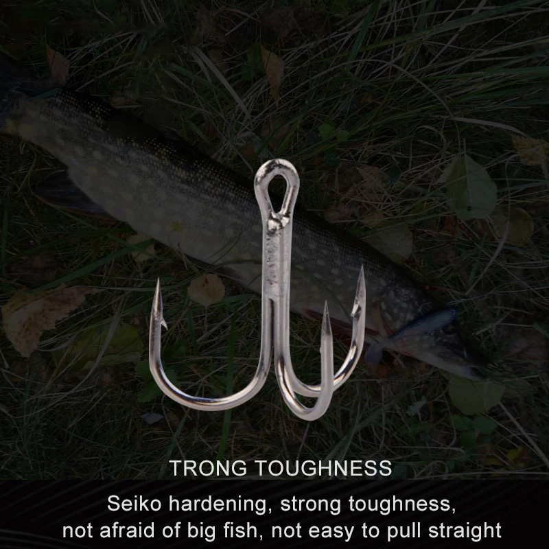 MEREDITH 20ks/lot 4# 6# 8# Rybářský háček High Carbon Steel R Treble Forward Tack Overturned loading=