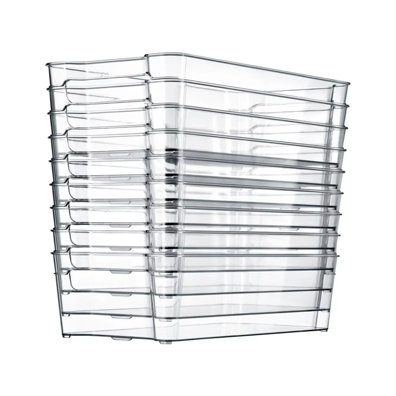 

Refrigerator Set Organizer Bins - Stackable Clear Plastic Bin with Handles, Egg Tray - for Fridge, Freezer, Kitchen, Cabinet