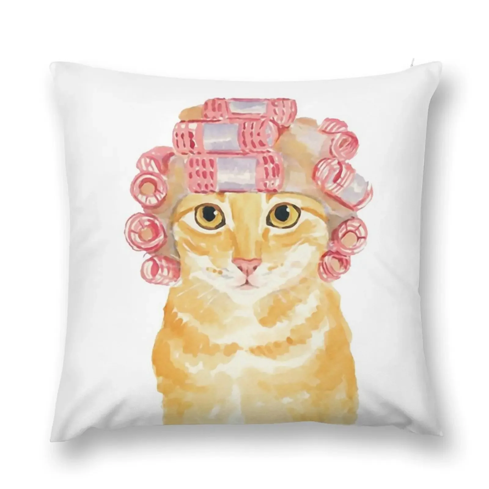 watercolor cat hair curlers Throw Pillow ornamental pillows for living room Christmas Covers For Cushions Sitting Cushion pillow