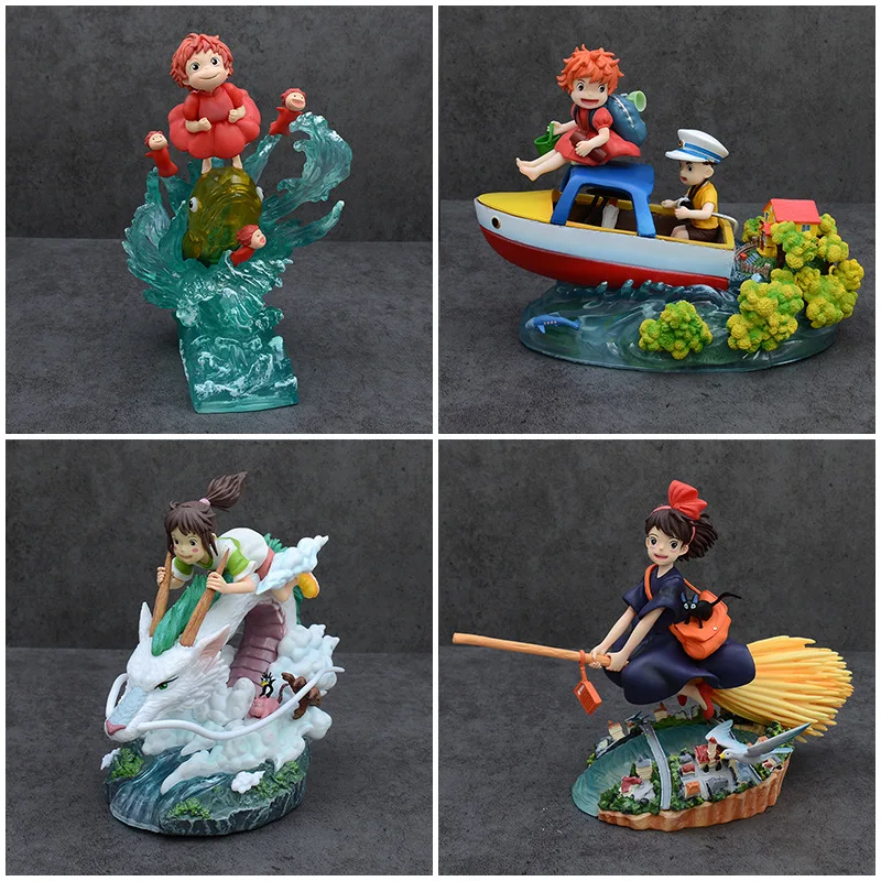 Figura de Anime de Studio Ghibli, Ponyo, Sosuke, Chihiro, Haku, Kiki, Figura Coleccionable de Resina, Decoración de Escritorio para Fanáticos del Anime