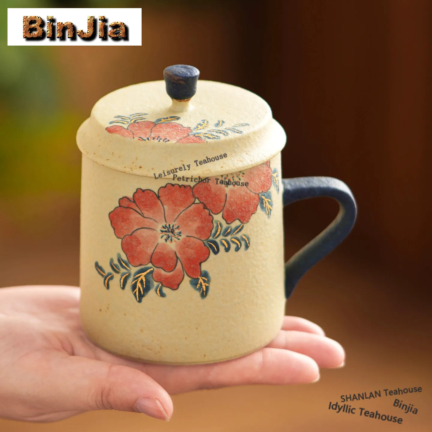 

290ml Hand-painted Camellia Coffee Mug Handmade Cappuccino Latte Cup Afternoon Tea Mug Master Office Water Cup Drinkware Craft