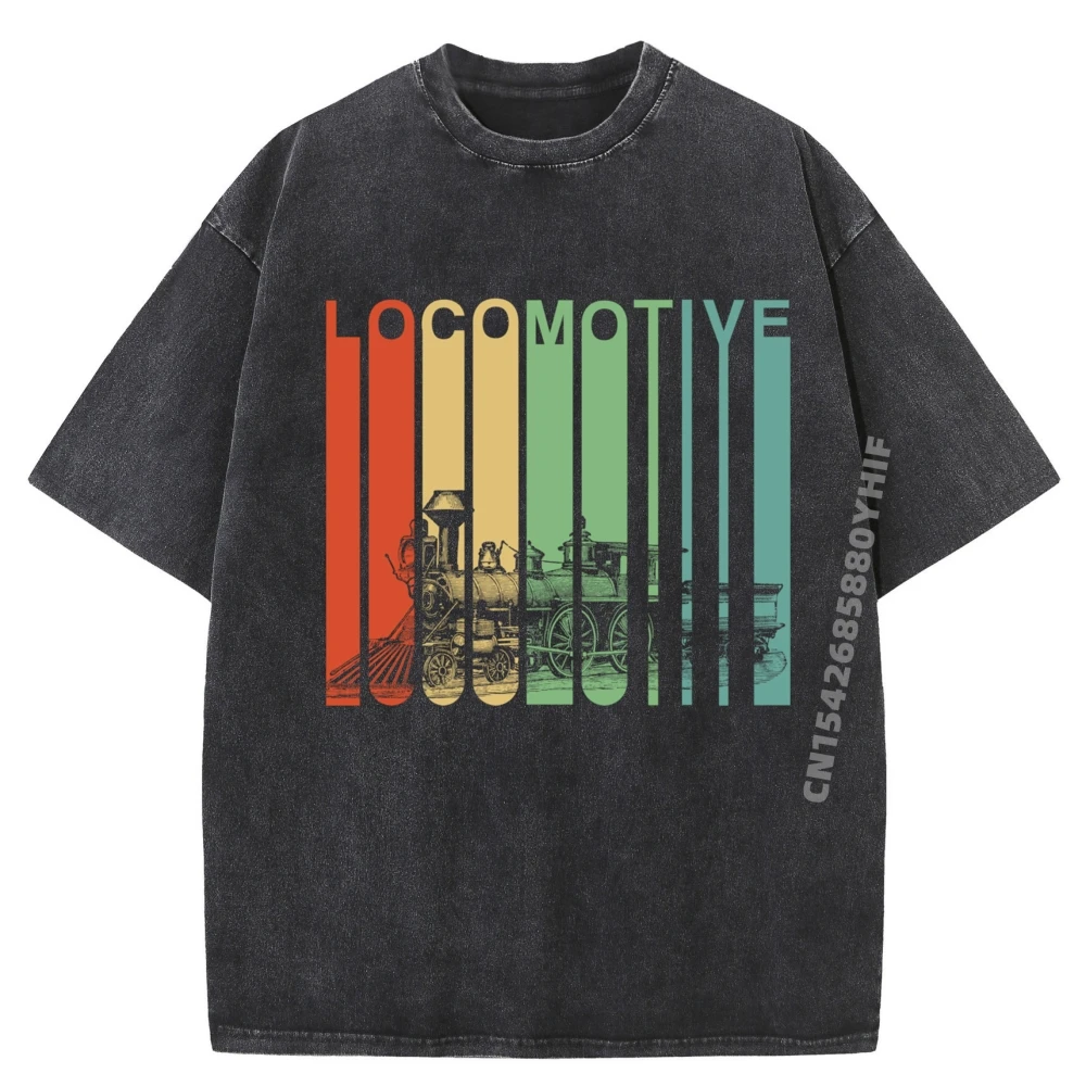 

Latest Printed Tshirt Locomotive Luxury Design Mens Youth Graphic Tees Classic T-Shirt Mens Retro Washed T Shirt