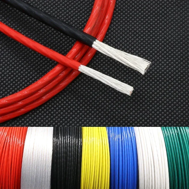 1/5M PTFE Silver Plated Copper Wire 10/11/13/14/15/18/20/22/24/26/28/30 AWG DIY High Purity OFC Copper Cable For 3D Printer