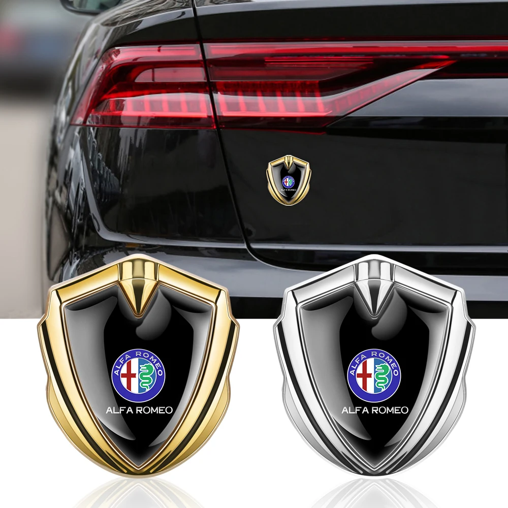 2PCS New 3D Metal Car Side Fender Sticker Shield Emblem Badge Logo For Alfa Romeo Sportiva GT Mito Brera 4C 166 Auto Accessories