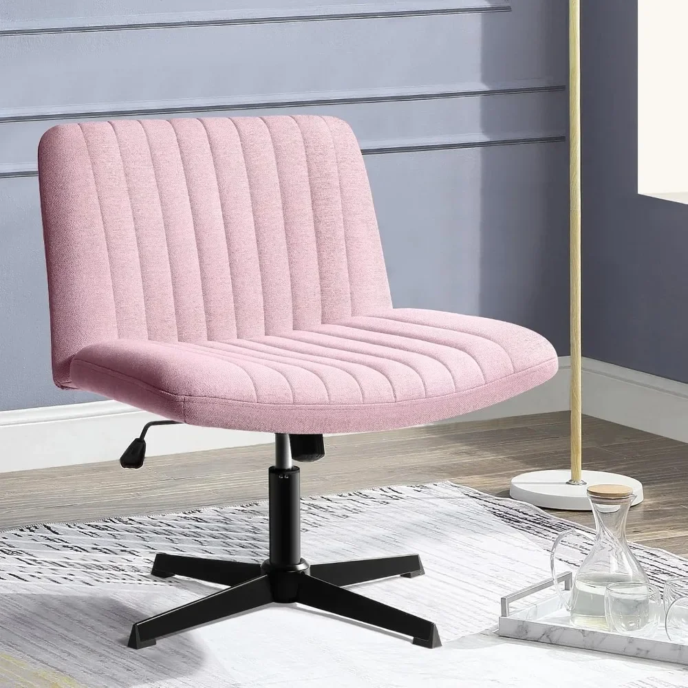 

Criss Cross Chair,Armless Cross Legged Office Desk Chair No Wheels,Fabric Padded Modern Swivel Height Adjustable Mid Back Wide