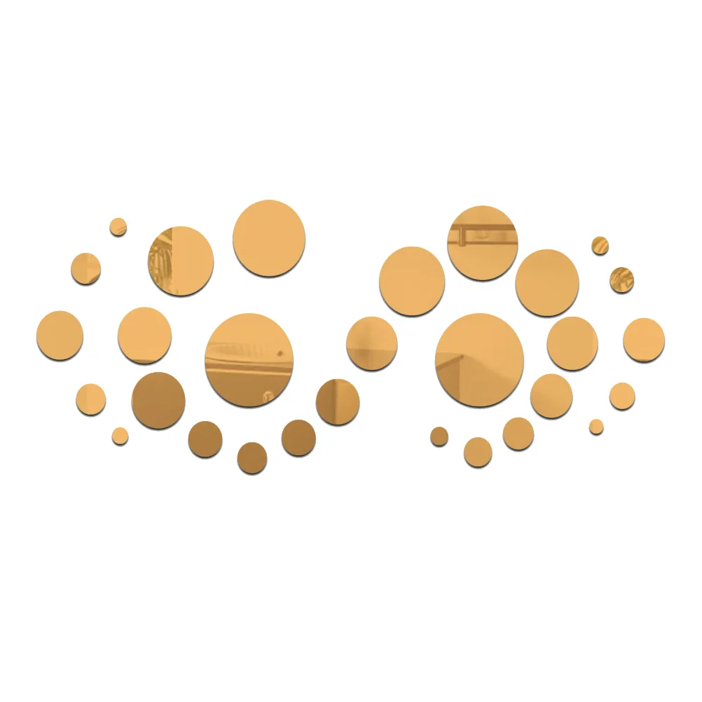 

29 Pcs Mirror Wall Stickers Acrylic Effect Decal Decoration Round Design Bedroom Living Room Art Room