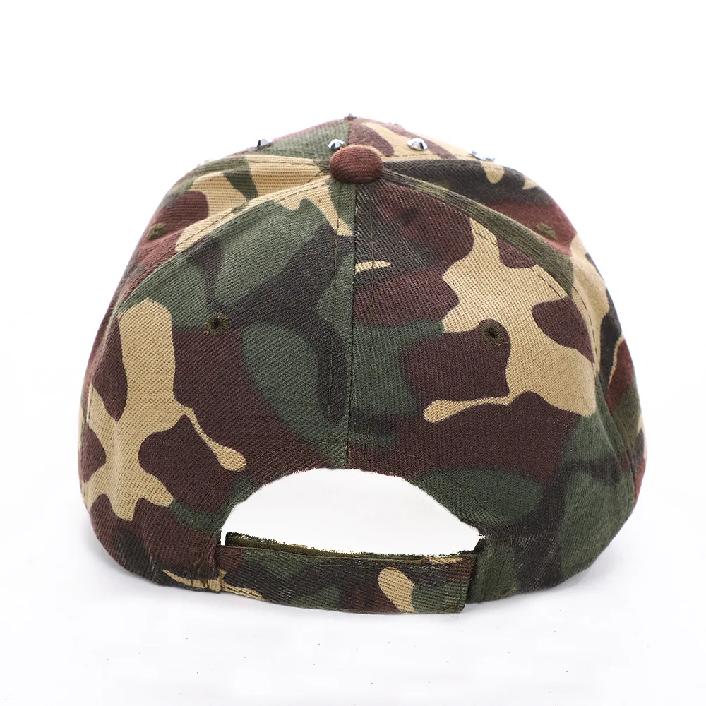 Camouflage Baseball Cap With Rhinestone Decor Military Green Snapback Peaked Hat Y2K Casual Dad Trucker Sunscreen Caps 6