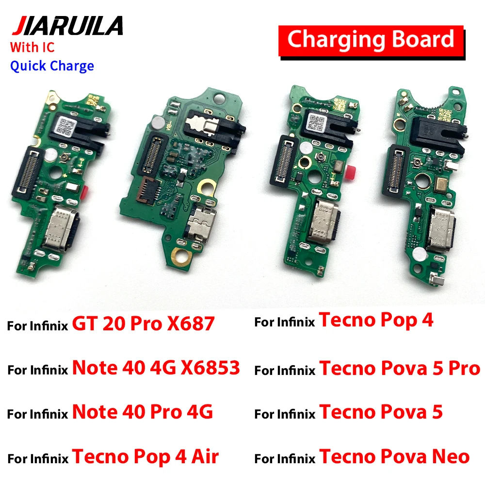 

USB Dock Connector Charging Port Flex Cable For Infinix GT 20 Pro Note 40 4G Pova 5 Pro Zero 30 5G Charger Board With Mic Module