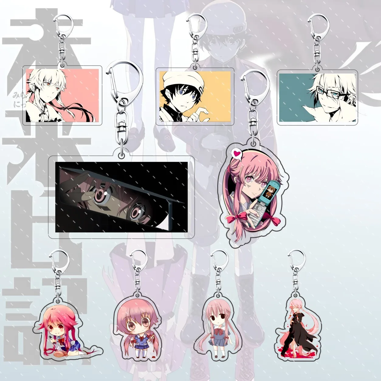 Дневник будущего в стиле аниме 6 см, акриловая версия Q, милый персонаж Gasai Yuno Yukiteru, рюкзак, брелок, подвеска, украшение, коллекция, подарок