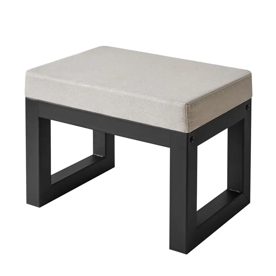 

16-дюймовый небольшой табурет для ног Османская, прямоугольная льняная подставка для ног с мягким сиденьем и металлическими ножками, современная османская подставка для ног для жизни