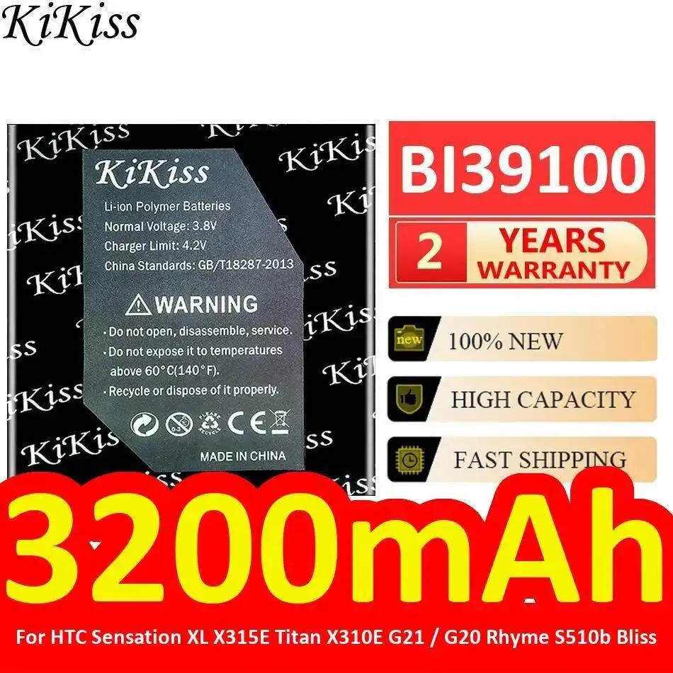 携帯電話のバッテリー-htc-センセーション-xl-x315e-タイタン-x310e-g21-g20-ライム-s510b-ブリス-3200mah-高速充電-bi39100