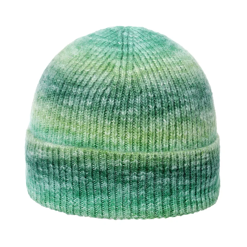 Mężczyźni kobiety Gradient Rainbow Tie Dye Hat Skullies czapki Unisex zima akrylowe Stretch dzianiny Sport wiatroszczelna ciepła Melon Cap W43