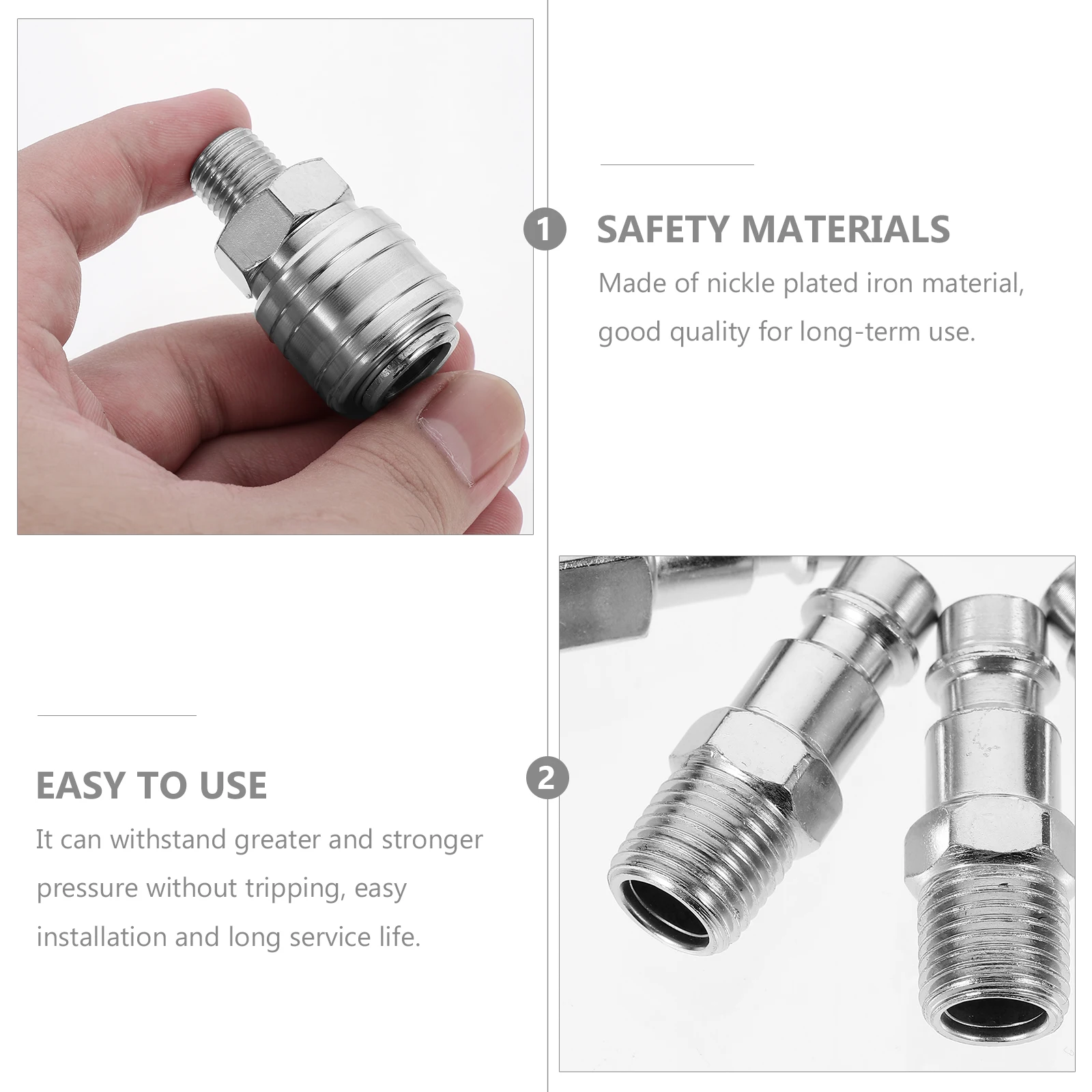 

10pcs Connectors Quick Coupler Compressor Fittings Joints Hose Nozzle High Quality Durable Rust Resistance Easy Use