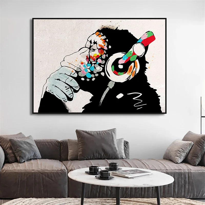 Banksy Street Graffiti Decorative Canvas Painting Girl with Balloon Follow Your Dreams Monkey Art Poster PrintsRoom Wall Decor