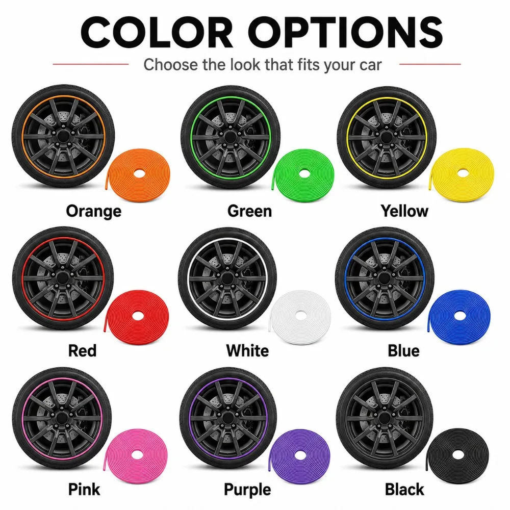 Automotive Wheel Hub Decorative Strip Car Rim Protect Strip Wheel Edge Protector Car Wheel Sticker Tire Protection Care Covers